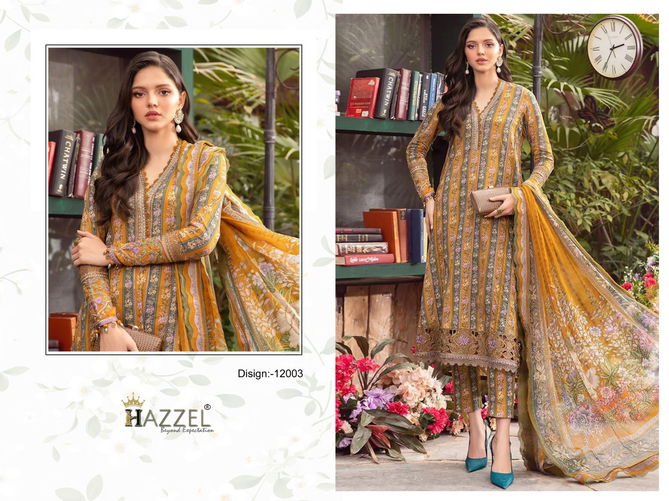 Queens Court Vol 12 By Hazzel Cotton Dupatta Embroidery Pakistani Suits Wholesale Online
